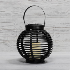 Декоративный фонарь на солнечной батарее 20х20х22 см, черный плетеный корпус, теплый белый цвет свечения NEON-NIGHT